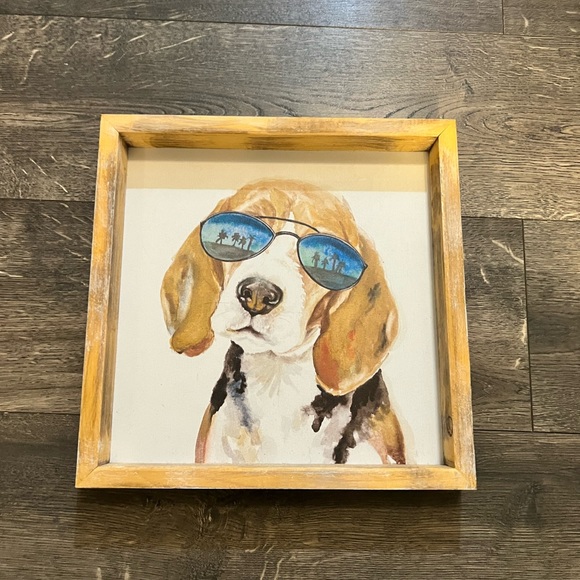 Other - Beagle Picture With Wooden Frame 10 X 10. NEW